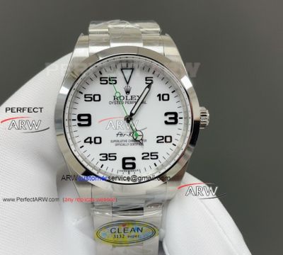 Clean Factory Rolex Air King White Face 39mm Stainless Steel ​Swiss Replica Watch 